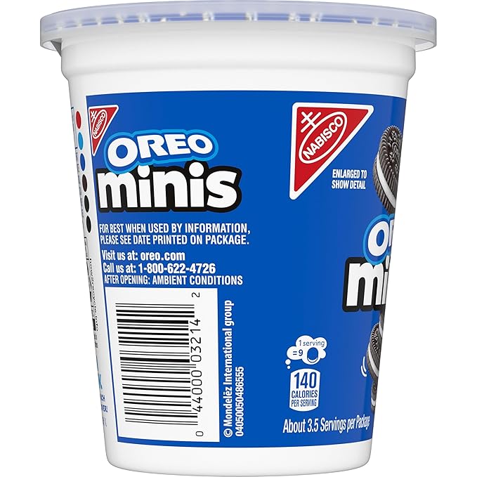 OREO Minis Chocolate Sandwich Cookies, 12 - 3.5 oz Snack Cups