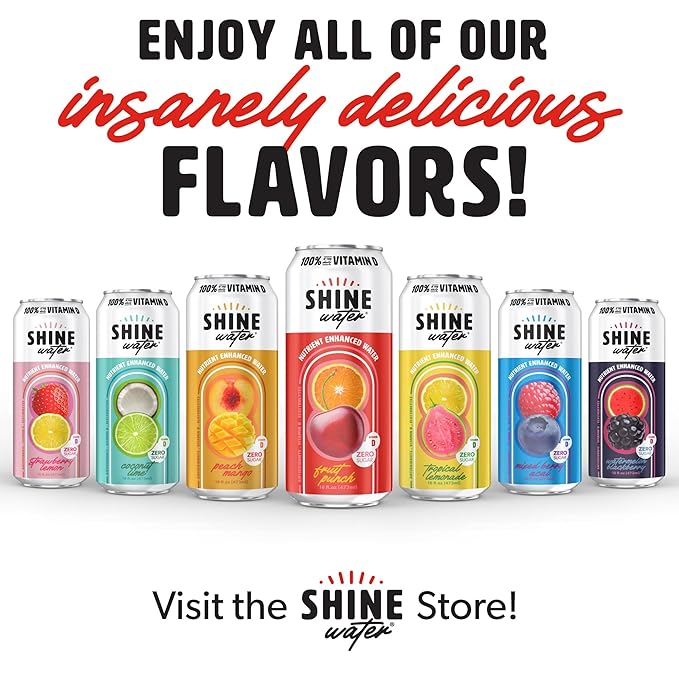 ShineWater Vitamin D Hydration Electrolyte Drink - Flavored water with electrolytes, Sugar-Free