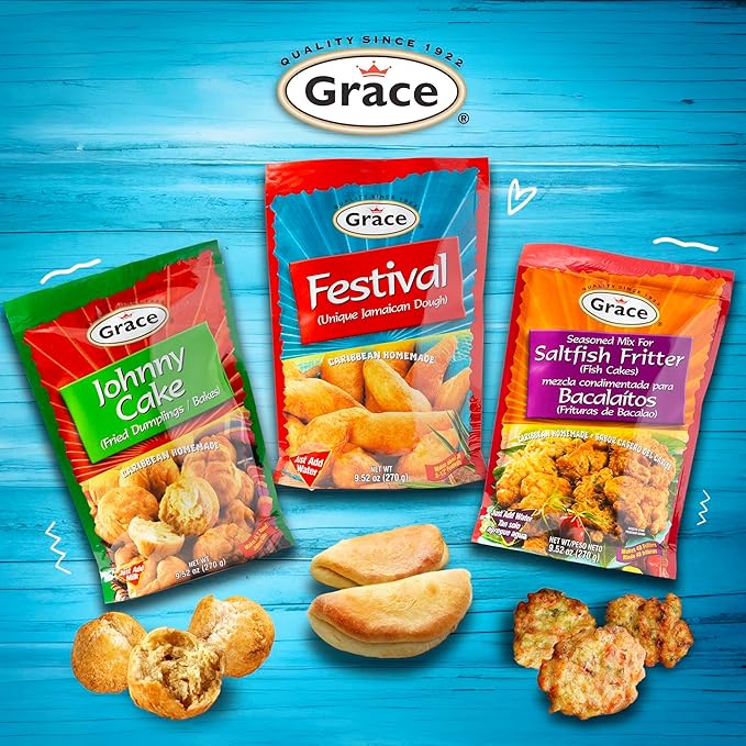 Grace Johnny Cake Fried Dumplings Mix 9.5oz - 2 Pack of Jamaican Cake Mix for Making Caribbean