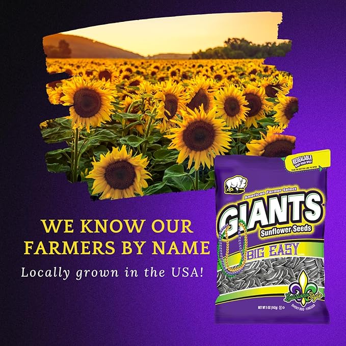 GIANTS Big Easy Sunflower Seeds - Sunflower Seeds to Eat, High Protein Snack, Smoky BBQ & Vinegar