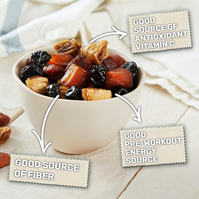 Happy Village Organic Dried Fruit Mix - Apricots, Figs, Strawberries & Tart Cherries, 18 OZ (3