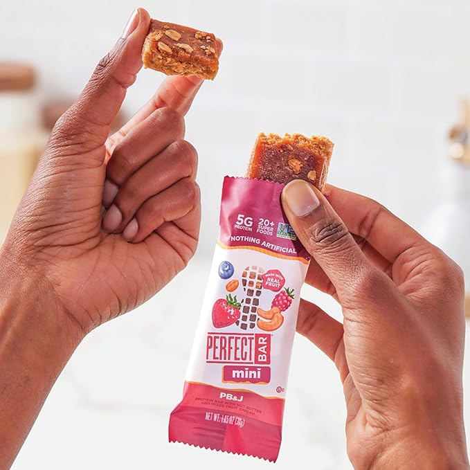 Perfect Bar Mini, PB&J Protein Bar, Protein Snack, Snack Bar, Gluten Free, Soy Free, Non GMO, No