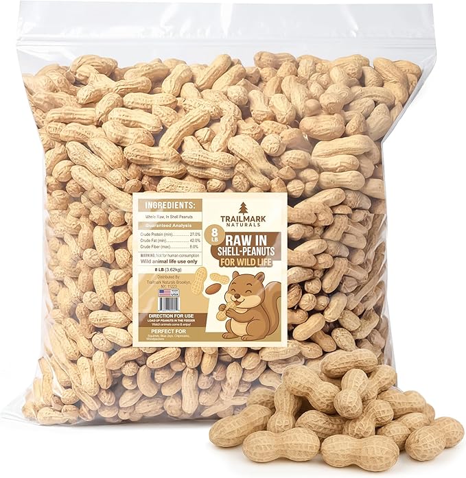 8 LB - Raw Peanuts For Squirrels, Raw In Shell Peanuts For Birds and Wildlife- Squirrel Food, Wild