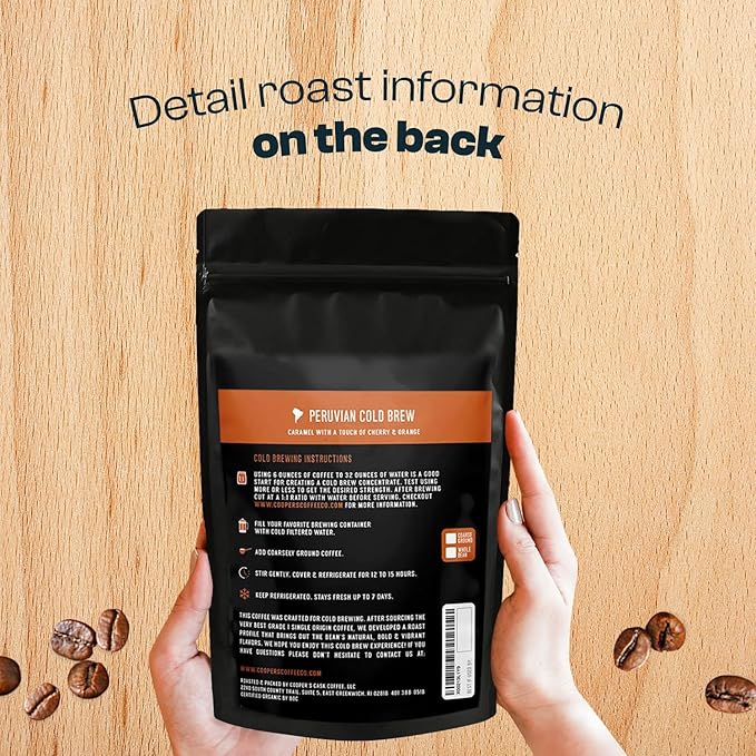 Organic Cold Brew Coffee Peru Reserve Single Origin Peruvian Coarsely Whole Bean - 2 lb. Bag