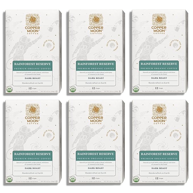 Copper Moon Single Serve Coffee Pods for Keurig K-Cup Brewers, Dark Roast, Rainforest Reserve