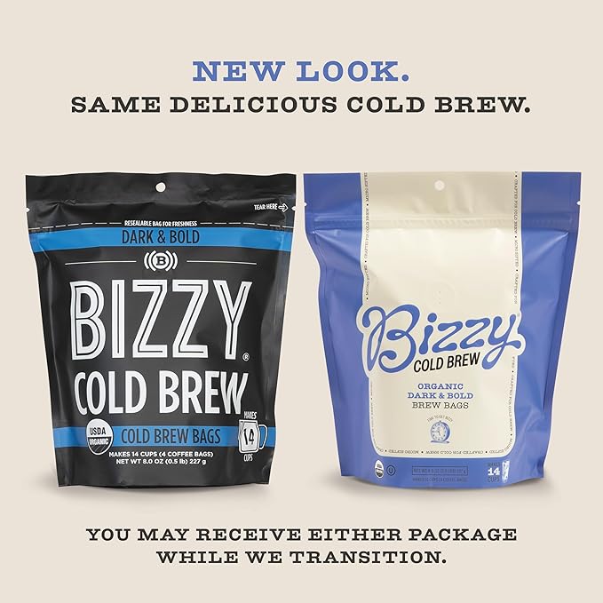 Bizzy Organic Cold Brew Coffee | Dark & Bold Blend | Coarse Ground Coffee | Dark Roast | Micro