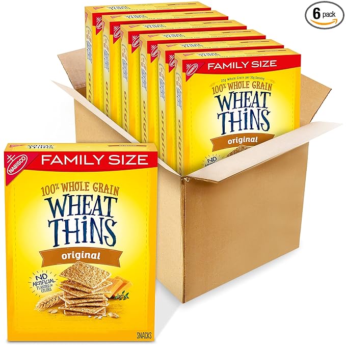 Wheat Thins Original Snacks, Whole Grain Wheat Crackers, Bulk Snack Crackers, Family Size, 6 - 14