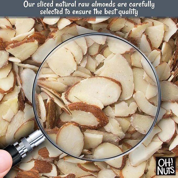 Oh! Nuts Almonds Natural Sliced - Raw - 100% Natural - 2 lb - High-Protein Almond Slices - Packed