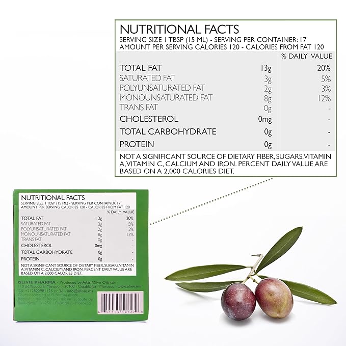 Organic High Polyphenol Rich Extra Virgin Olive Oil OLIVIE PLUS 30X | Moroccan Desert Olive Oil |