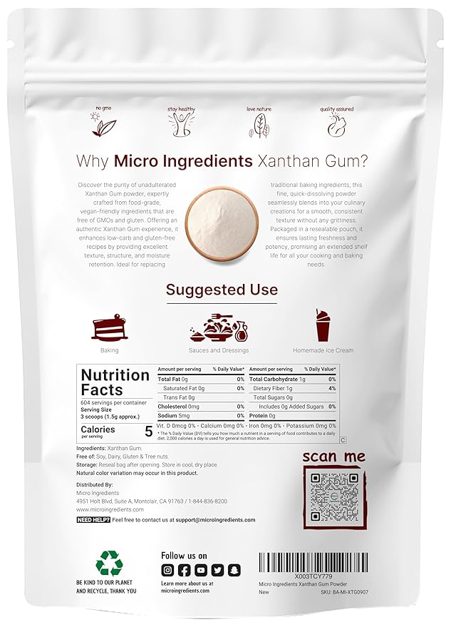 Xanthan Gum Powder, 2lb (32oz) | Premium Quality for Keto & Gluten-Free Baking | Unflavored