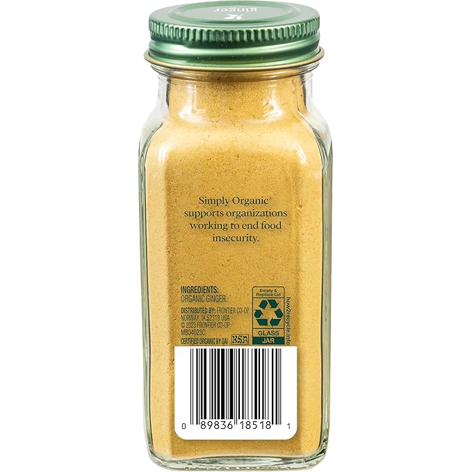 Simply Organic Ground Ginger Root, 1.64 Ounce, Non ETO, Non Irradiated, Non GMO, Complements Both