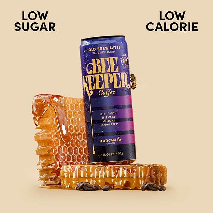 Beekeeper Coffee Cold Brew Horchata Latte with Oregon Honey, 8 fl oz cans (Pack of 12)