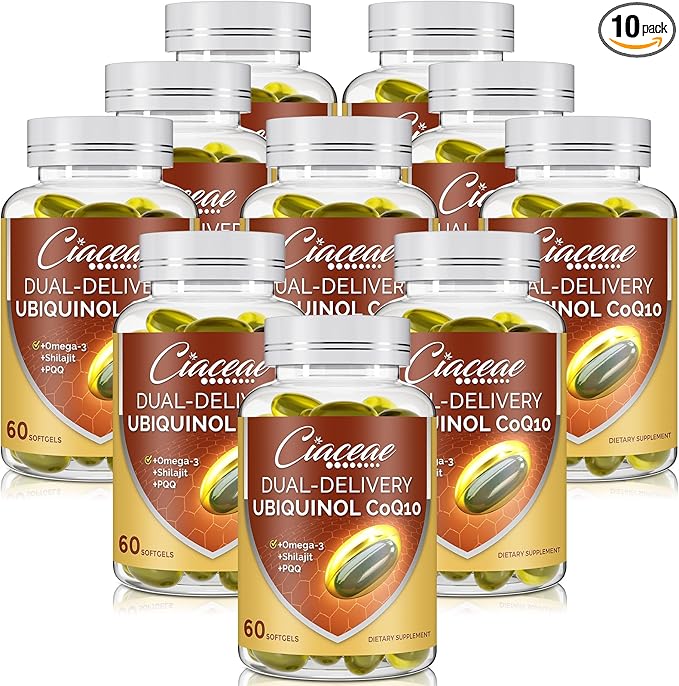 Ubiquinol CoQ10 600 MG Softgels with Omega-3 & Shilajit & PQQ, Advanced Dual-Delivery Coenzyme-Q10