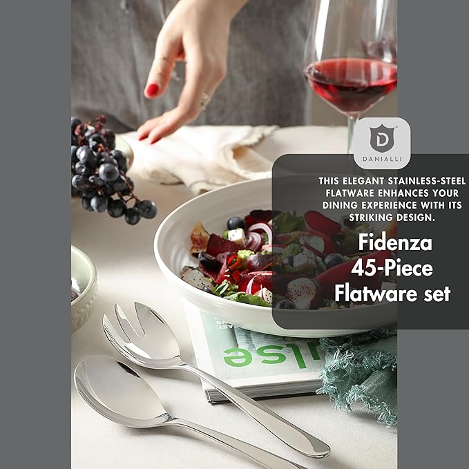 Silverware Set for 8 with Serving Utensils, 18/10 Stainless Steel Flatware, Mirror Finish