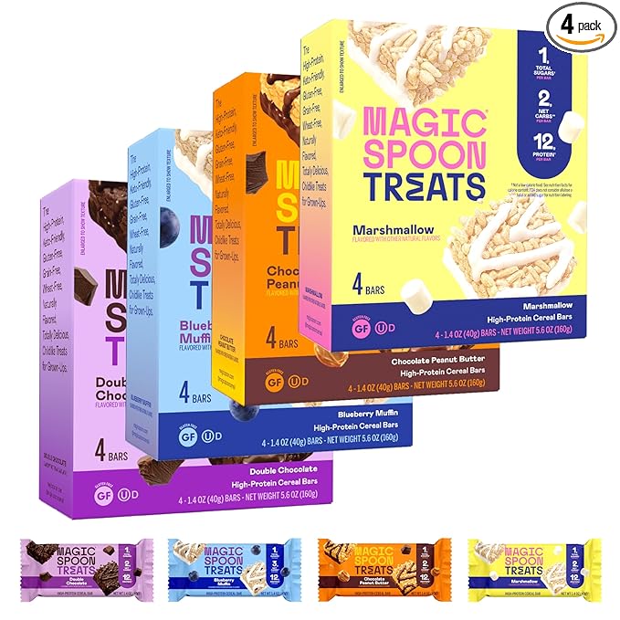 MAGIC SPOON Treats - High Protein Bars, Low Carb, Keto Friendly, 1g of Sugar, Gluten Free, Crispy