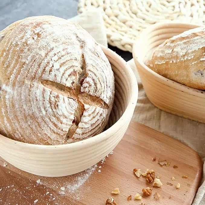 7 Inch Round Bread Banneton Proofing Basket Set of 2 Sourdough Proofing Basket kit for Artisanal