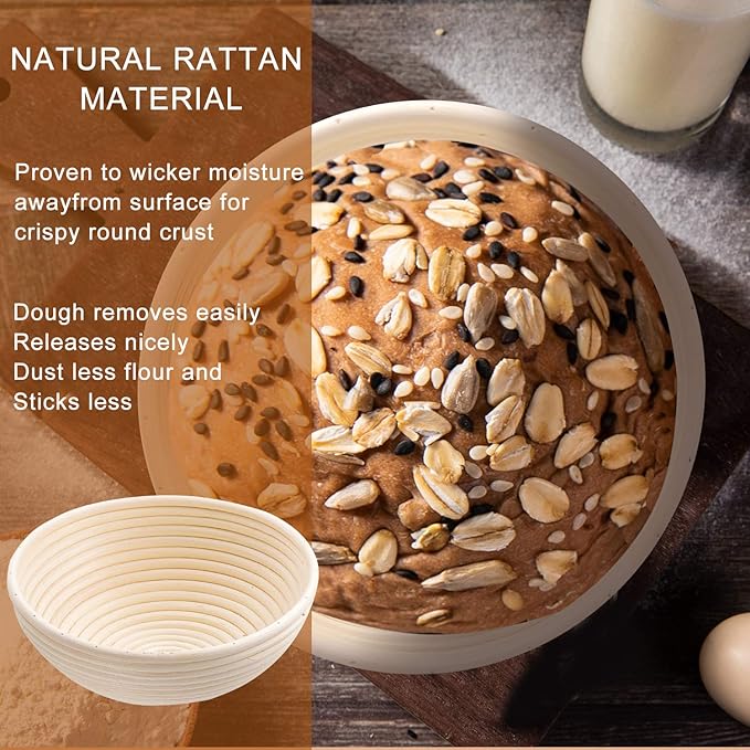 Wwyybfk Banneton Bread Proofing Basket, Sourdough Bread Baking Supplies, 9" Sourdough Bread