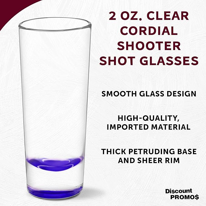 DISCOUNT PROMOS Cordial Shooter Shot Glasses 2 oz. Set of 10, Bulk Pack - Great for Birthdays