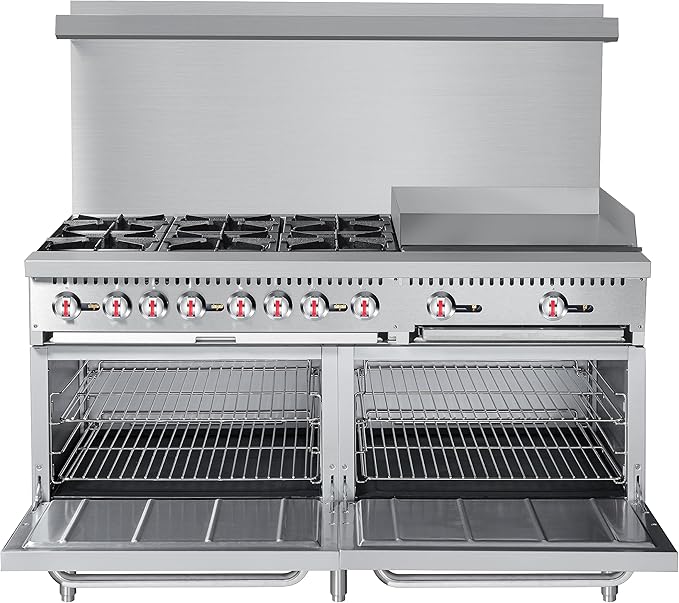 KoolMore KM-CRG60-LP 60 in. 6 Burner Commercial Liquid Propane Range with 24 in. Griddle, Solid