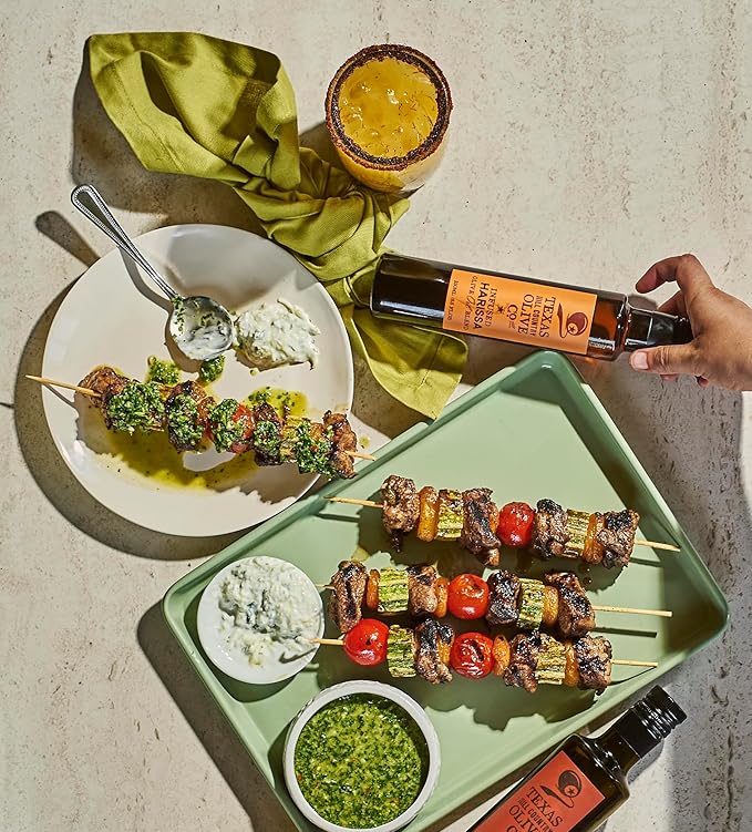 Texas Hill Country Olive Co Harissa Infused Olive Oil - Cold Pressed Gourmet EVOO Olive Oil - Great