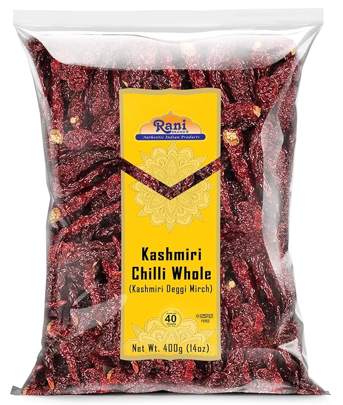 Rani Kashmiri Chilli Whole (Deggi Mirch, Low Heat) 14oz (400g) ~ Natural | Salt-Free | Vegan | No
