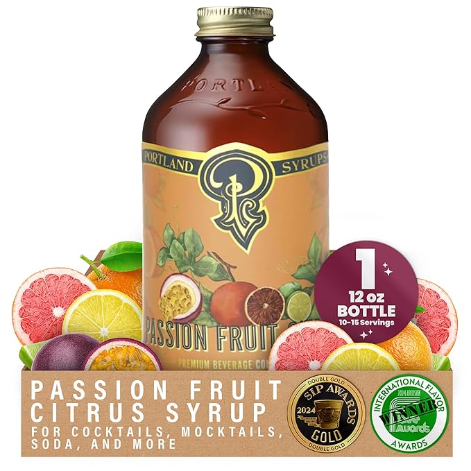Portland Syrups Passion Fruit Citrus Syrup - Craft Tropical Sensations for Cocktails, Mocktails