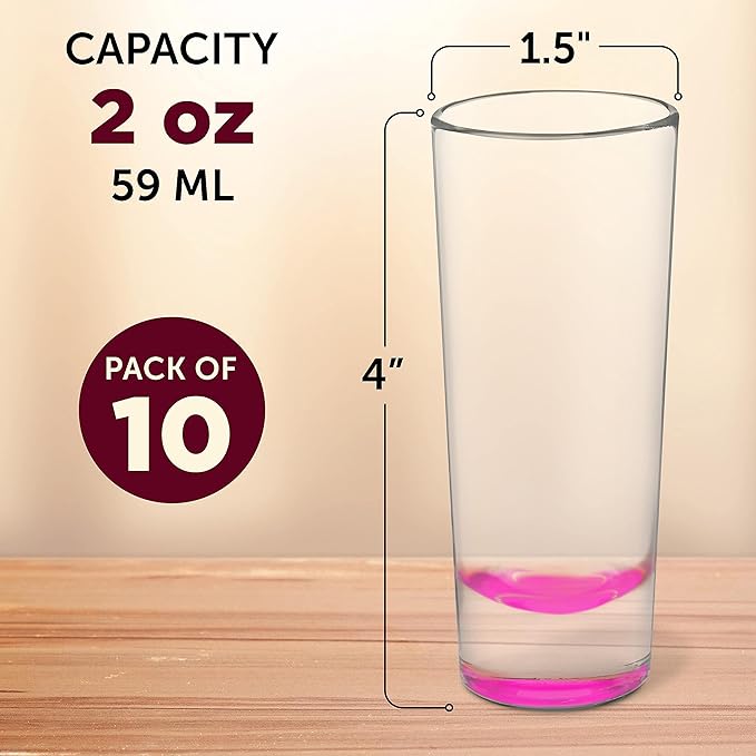 DISCOUNT PROMOS Cordial Shooter Shot Glasses 2 oz. Set of 10, Bulk Pack - Great for Birthdays