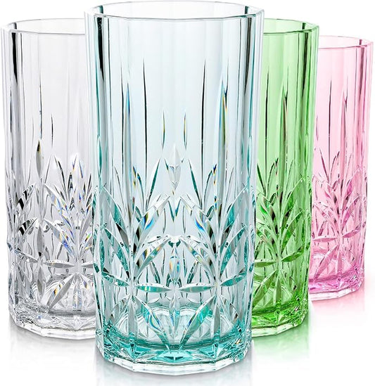 BELLAFORTE Shatterproof Tritan Tall Tumbler, Set of 4, 18oz - Myrtle Beach Drinking Glasses