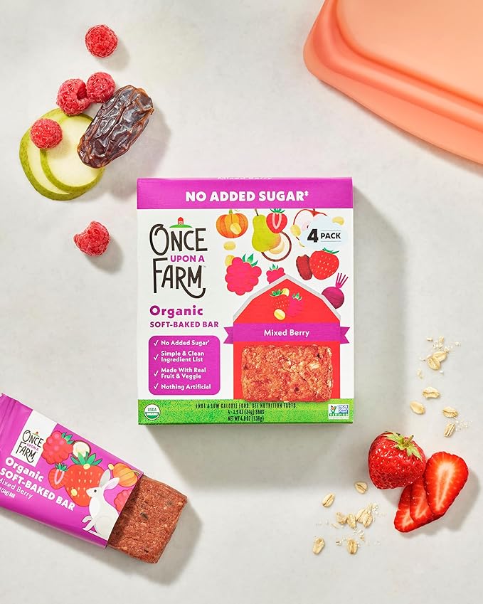 Once Upon a Farm | Organic Mixed Berry Soft Baked Bar | Strawberry, Raspberry, Beet & Oats | Made