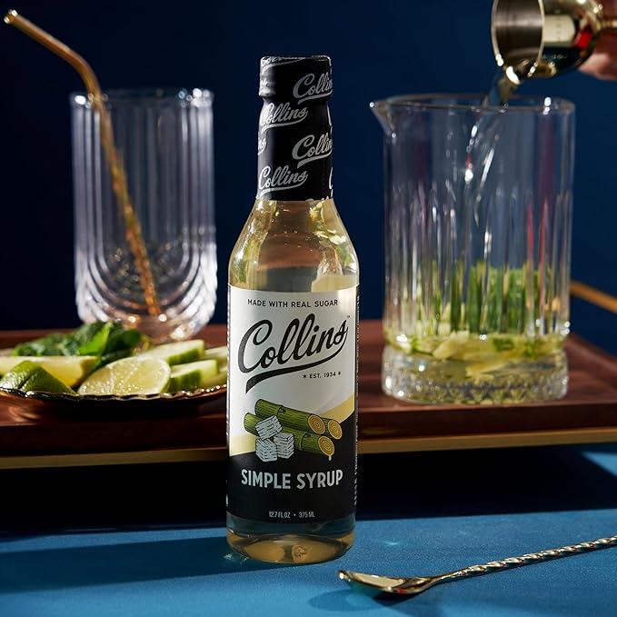Collins Simple Syrup, Classic Simple Syrup, Soda Water Flavors for cocktails, Old Fashioned Syrup