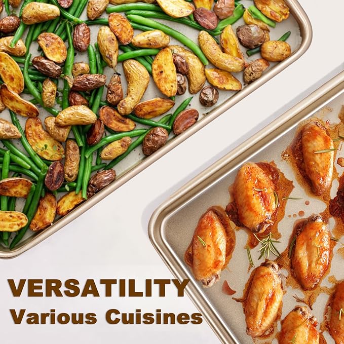 Baking Sheet Pan Set of 2, Wildone Commercial Cookie Sheets for Baking, Nonstick Carbon Steel Jelly