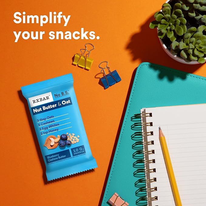 RXBAR Nut Butter and Oat Protein Bars, Protein Snacks, Snack Bars, Blueberry Cashew Butter, 23.2oz