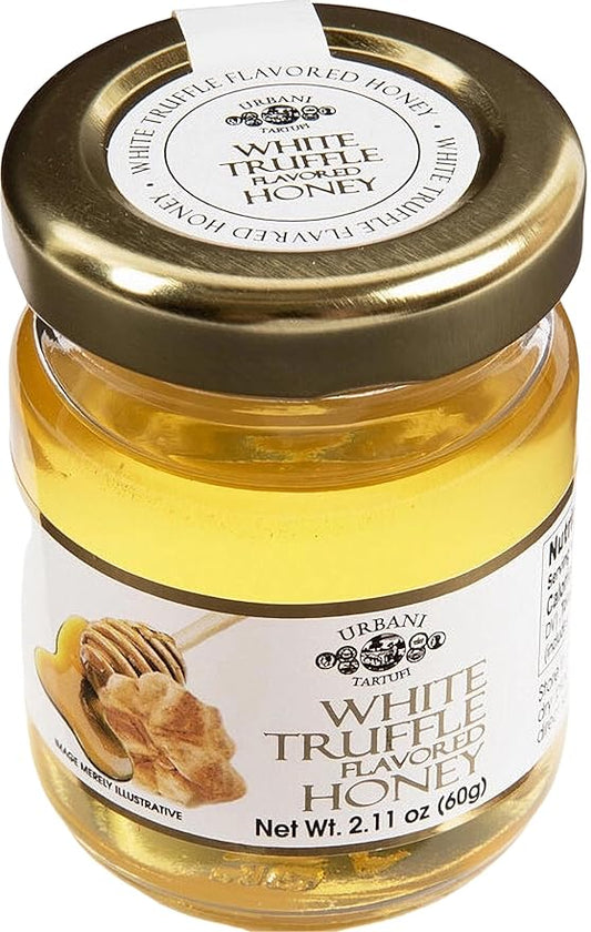 Urbani Truffles Infused White Truffle Honey 2.11 oz - Italian Gourmet Flavored Honey Infused with