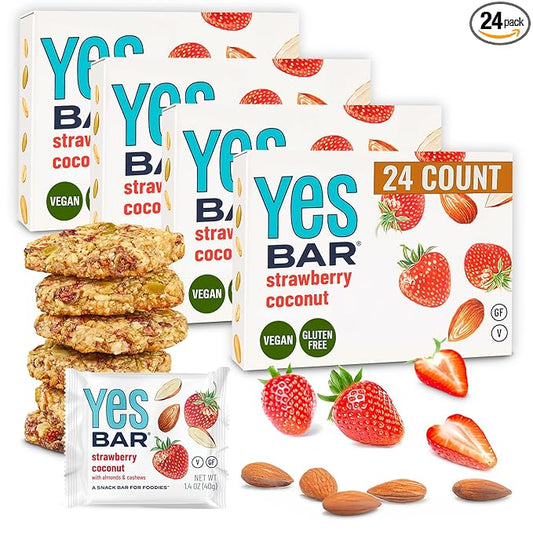 The YES Bar ??Strawberry Coconut ??Plant Based Protein, Decadent Snack Bar ??Vegan, Paleo, Gluten