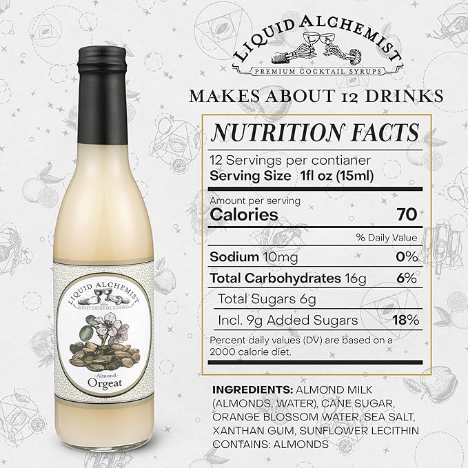Liquid Alchemist Orgeat Syrup for Cocktails - Real Ingredients Make Our Almond Syrup the Perfect