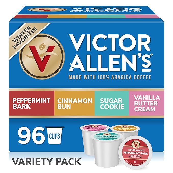 Victor Allen's Coffee Winter Wonderland Variety Pack, 96 Count, Single Serve Coffee Pods for Keurig