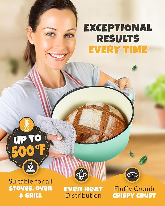 Dutch Oven for Bread Baking - incl. Sourdough Bread-Baking Supplies like Banneton Bread-Proofing