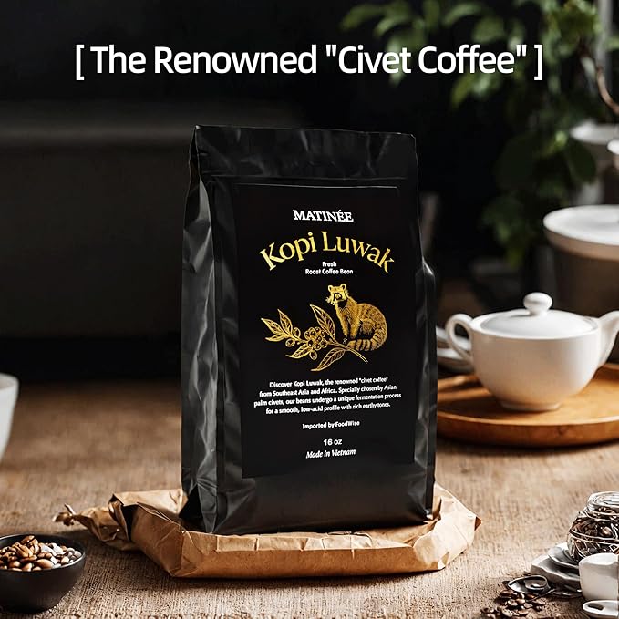 MATINÉE Wild Kopi Luwak Coffee Beans, Medium Roast, Whole Bean Coffee, Civet Coffee, Wild Kopi