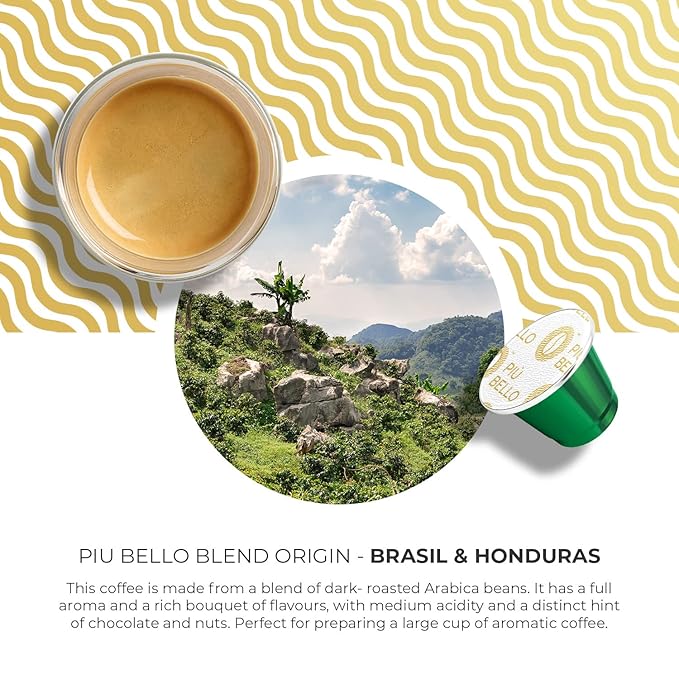 Piu Bello Blend Espresso Coffee Pods for Nespresso Original Machines – Compatible Capsules Pack