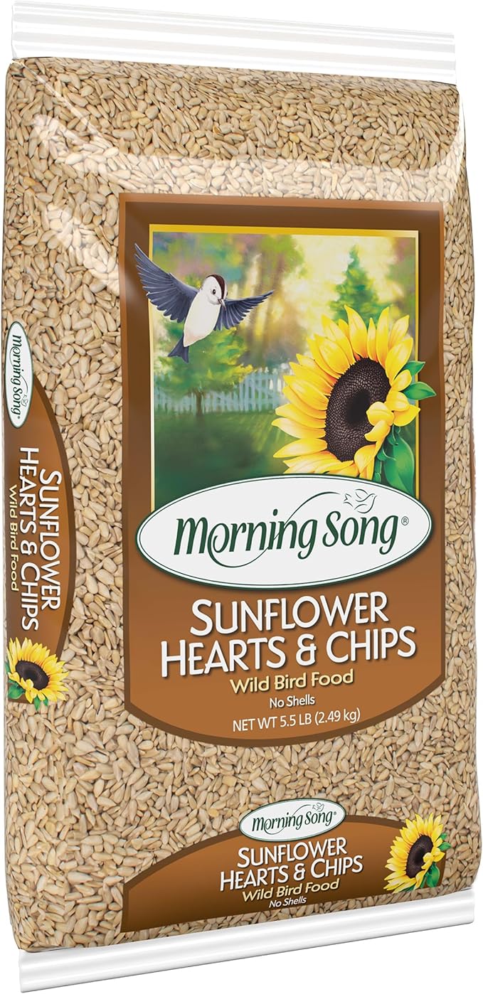Morning Song Sunflower Hearts & Chips Wild Bird Food, No Mess Sunflower Seeds for Birds, 5.5-Pound