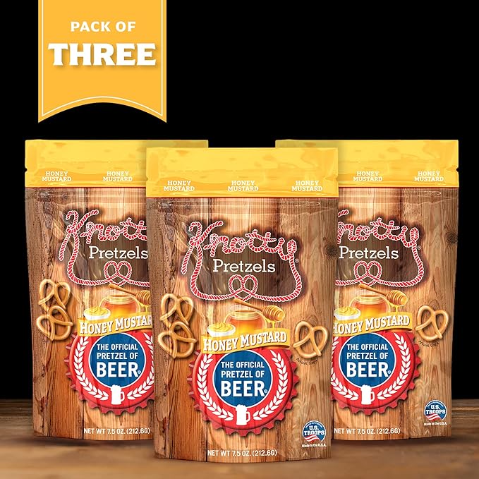 Knotty Pretzels - "The Official Pretzel of Beer" 7.5 Ounce Individual Seasoned Pretzel in