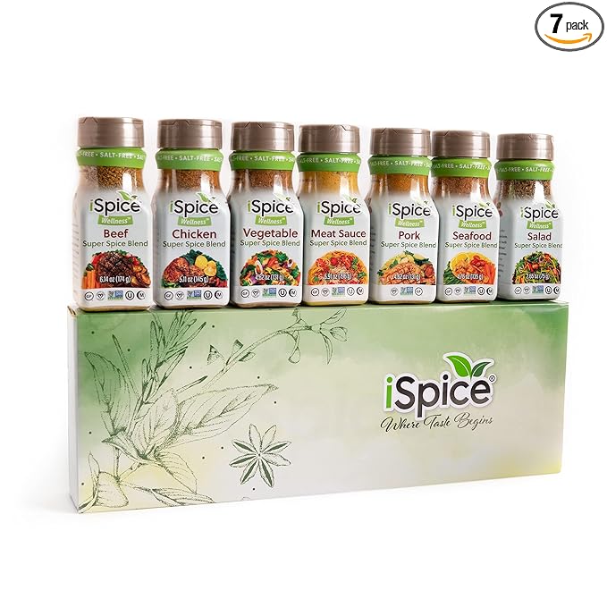 iSpice Salt Free Seasoning,100% Sodium Free Beef, Chicken, Meat Sauce, Pork, Vegetable, Salad and