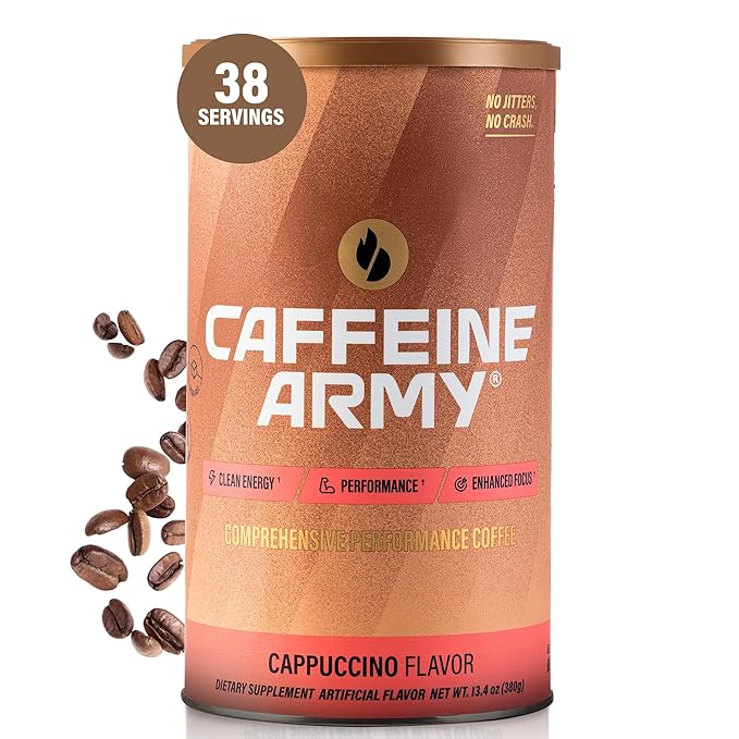 CAFFEINE ARMY Cappuccino | Comprehensive Functional Coffee with MCTs, CoQ10, Collagen and