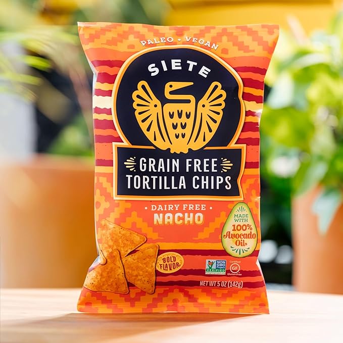 Siete Tortilla Chips | Grain Free | Gluten Free Chips | Paleo & Vegan Snacks | Non GMO | Nacho, 5