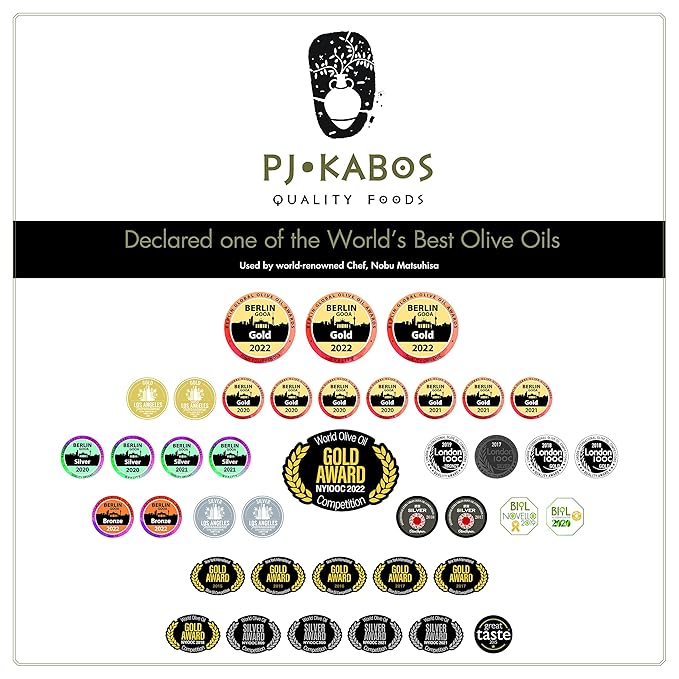 P.J. KABOS 2024/25 Harvest, Everyday Greek Extra Virgin Olive Oil, Kosher, Greece, Cold Extracted