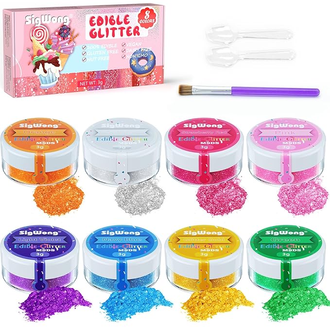 Edible Glitter Set, Sprinkles Edible Glitter for Drinks, 8 Colors Prism Powder Edible Glitter Dust