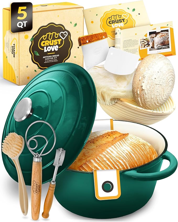Dutch Oven for Bread Baking - incl. Sourdough Bread-Baking Supplies like Banneton Bread-Proofing