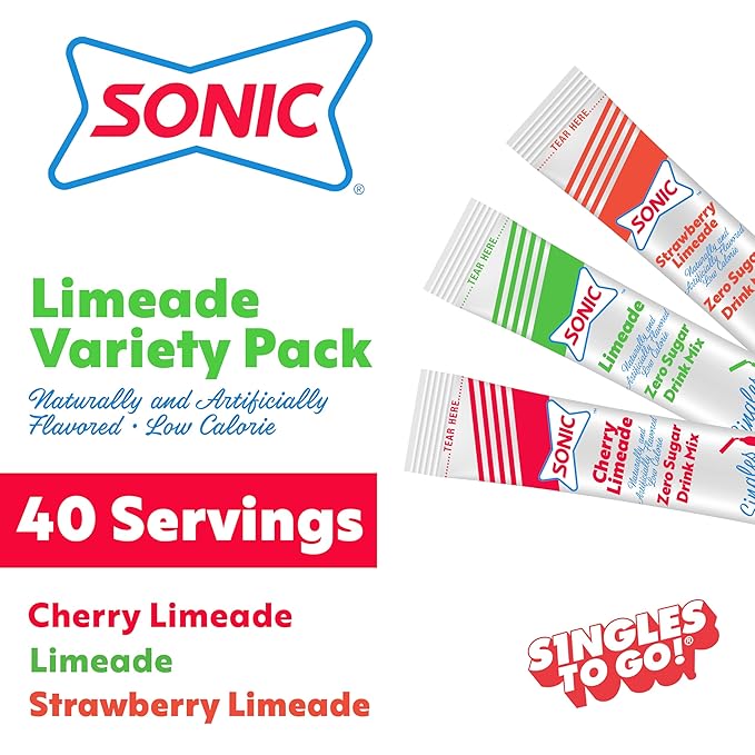 Sonic Singles To Go Variety Pack, Watertok Powdered Drink Mix, Includes 3 Flavors, Cherry Limeade