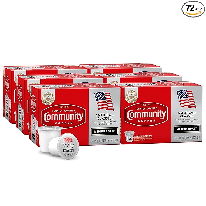 Community Coffee American Classic 72 Count Coffee Pods, Medium Roast, Compatible with Keurig 2.0
