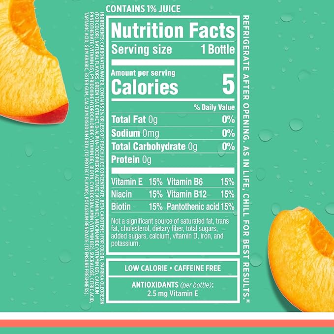 Sparkling Ice, Peach Nectarine Sparkling Water, Zero Sugar Flavored Water, with Vitamins and
